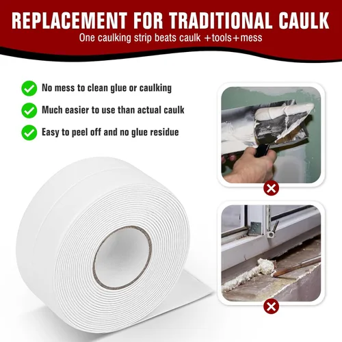 Miniatura 3 de Cinta de calafateo blanca impermeable, autoadhesiva para inodoro, bañera, cocina, esquinas, superficies de baño, fácil aplicación, 1-1/2 pulgadas x