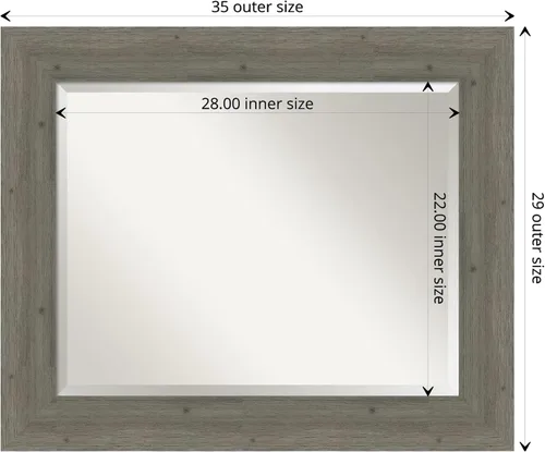 Miniatura 4 de Amanti Art Espejo de baño de madera, espejo de pared gris para usar como espejo de tocador de baño sobre el fregadero (29 x 35 pulgadas), espejo