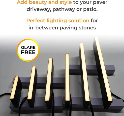 Miniatura 6 de LUMENGY Luz para Adoquines Delgada 0.5x6 Pulgadas Iluminación de Ladrillo de Acero Sin Deslumbramiento para Adoquines, Paredes, Entradas de 2700K