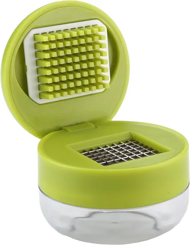 Miniatura 2 de 2 prensas de ajo, picadora de ajo, cortador de cuchillas de acero inoxidable, trituradora, picadora y recipiente de almacenamiento, incluye 2 mini