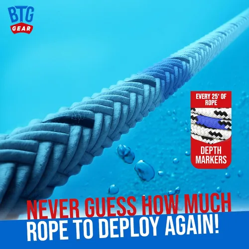 Miniatura 5 de Cuerda de marcadores de profundidad de línea de anclaje de barco marino/náutico resistente con perno de ojo de dedal de acero inoxidable, barcos