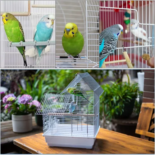 Miniatura 5 de Jaula de Viaje para Pájaros Pequeños - Kit de Iniciación Ligero para Pájaros Pequeños con Jaulas para Pájaros y Accesorios Ideal para Periquitos