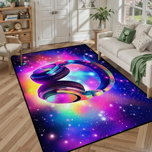Miniatura 32 de Alfombra de Área Galaxia de 5' x 7', Dormitorio Sala de Estar para Niñas Niños Varones Alfombra Nebulosa Vórtex Tapetes Púrpura Azul Nube galaxy 1