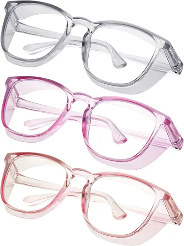 Miniatura 25 de Gafas de seguridad para enfermeras, gafas protectoras – Antivaho marco cuadrado elegante gafas transparentes para mujeres y hombres C16-negro Gery