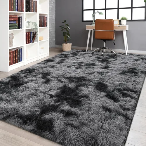 Miniatura 81 de FlyDOIT Alfombras Grandes para Sala de Estar, 5x8 Pies Alfombra Shaggy Teñida con Tie-Dye Gris Oscuro, Alfombras Mullidas Tipo Manta, Alfombras