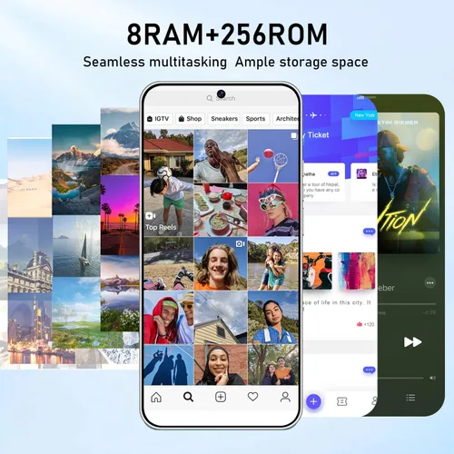Miniatura 4 de Teléfono desbloqueado I25 Ultra 8-core 8GB+256GB Teléfono celular 6.8 pulgadas Pantalla HD 50MP+24MP Cámara 6800 mAh Batería extra grande 4G Dual