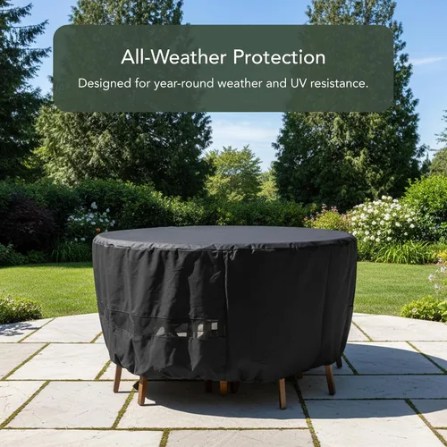 Miniatura 3 de Covermates Juego de funda clásica redonda para mesa de comedor y silla de patio, protección para muebles de exterior para todo tipo de clima, vinilo