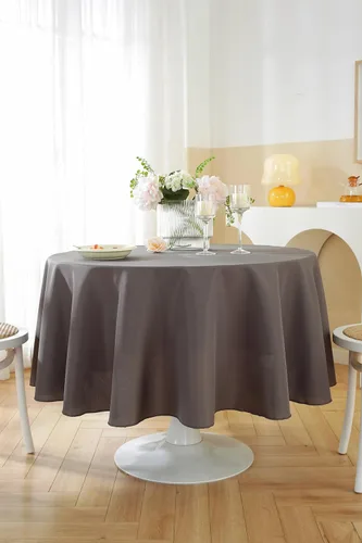 Miniatura 3 de Paquete de 2 Manteles Redondos de 120 Pulgadas de Carbón, Mantel de Poliéster Lavable para Uso en el Hogar, Fiestas, Bodas o Restaurantes.