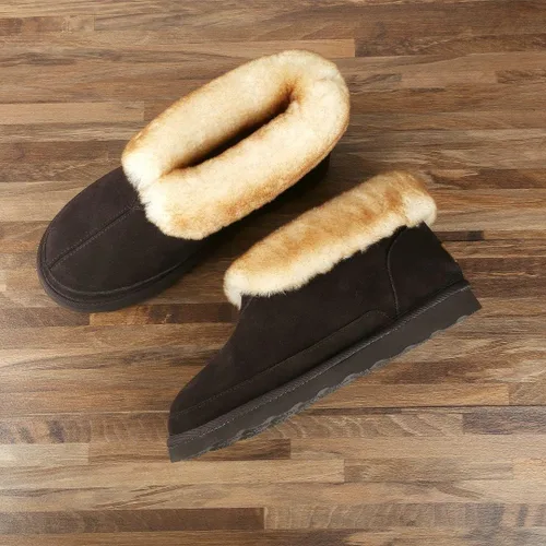 Miniatura 7 de Pantuflas de oveja para hombre, botines de tobillo para interiores y exteriores con espuma viscoelástica