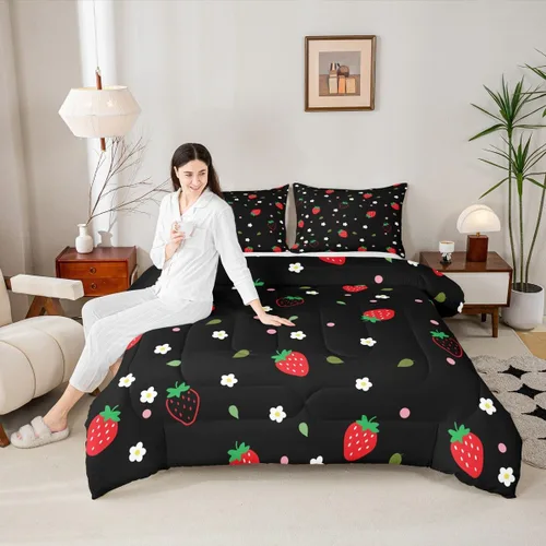 Miniatura 32 de Erosebridal Juego de ropa de cama de guitarra, juego de edredón de notas musicales de mariposa, tamaño individual, juego de edredón de música hip