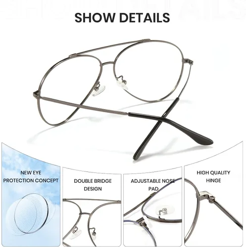 Miniatura 7 de Cyxus Davos French Ma-con Style Aviator Glasses Blue Light Blocking Eyeglasses for Computer UV Protection Anti Eyestrain 8805