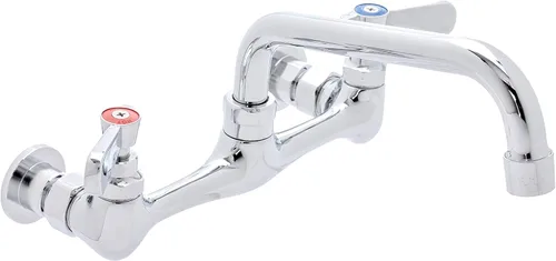 Miniatura 12 de DuraSteel Grifo de Fregadero de Cocina Comercial - Sin Plomo de 8" Montaje en Pared Central para Fregadero de Servicios con Caño Giratorio de 16