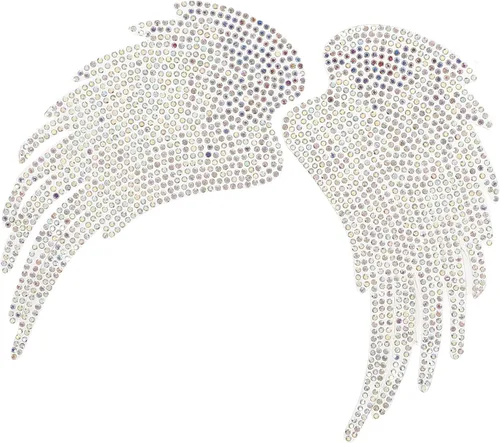 NUOBESTY Iron-on Angel Wings Rhinestone Applique Patch 2pcs DIY Garment Sewing Embellishments for Clothing Bags Hats Decoration Craft Supplies