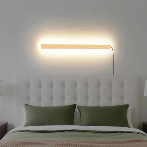 Miniatura 17 de KELUOLY Lámparas de pared modernas con enchufe, aplique de pared LED negro mate de 31.4 pulgadas, lámpara de pared interior acrílica cálida blanca