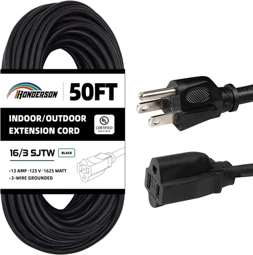 Miniatura 39 de Cable de extensión para exteriores de 10 pies, 16/3 SJTW, cable de extensión verde duradero para luces de Navidad con enchufe de tierra de 3 puntas