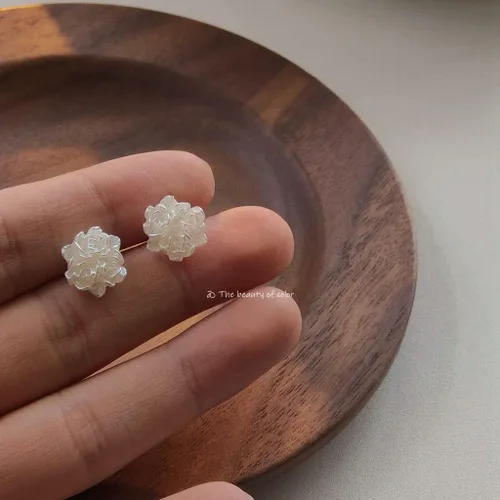 Miniatura 5 de 2 pares de aretes de resina de rosa transparente dulce para mujeres y niñas