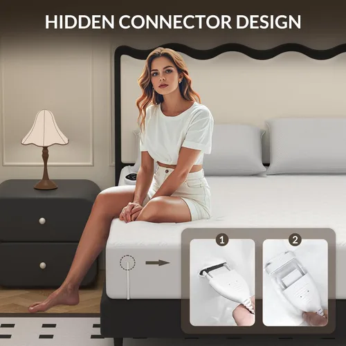 Miniatura 6 de HOMLYNS LuxeHeat - Cubrecolchón eléctrico con calefacción, tamaño Queen, control doble zonificado con función de precalentamiento, 10 niveles