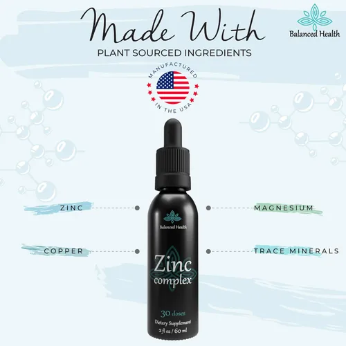 Miniatura 6 de Complejo de zinc: 30 porciones, 2 onzas, sabor a menta, gotas de sulfato de zinc iónico líquido vegano más minerales traza para apoyo diario
