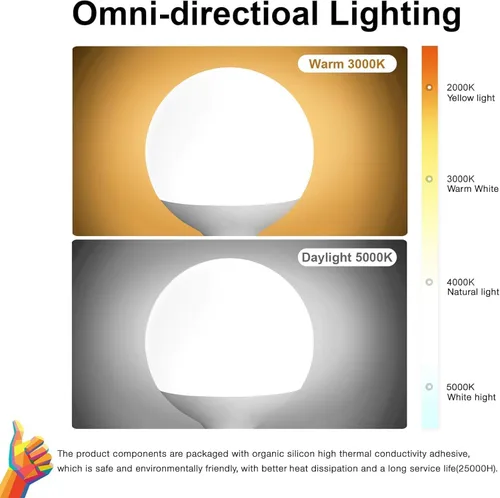 Miniatura 7 de Bombilla LED, bombillas globo G120, bombillas de 15 W, bombilla regulable de luz diurna de 5000 K, lámpara grande con base E26, 1100 lúmenes