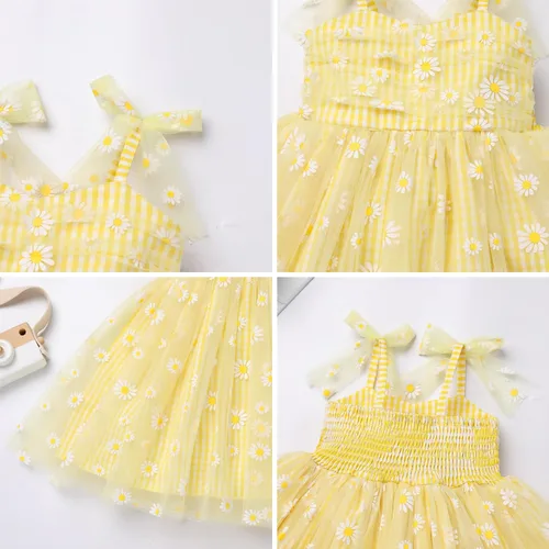 Miniatura 5 de ODASDO Vestido de fiesta de cumpleaños para niñas pequeñas, con lazo, tirantes delgados, tutú de tul, vestido de princesa, concurso de fiesta