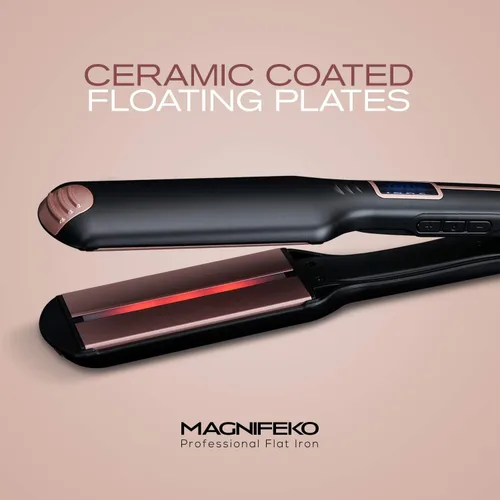 Miniatura 5 de Plancha profesional de plancha plana para el cabello, con placa ancha y pantalla digital, alisadores de pelo de titanio de doble voltaje