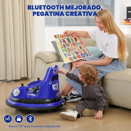 Miniatura 4 de ELEMARA Auto chocador, 1.9 MPH máximo, auto eléctrico de 12V para niños con control remoto para padres, juguetes Bluetooth para montar, auto