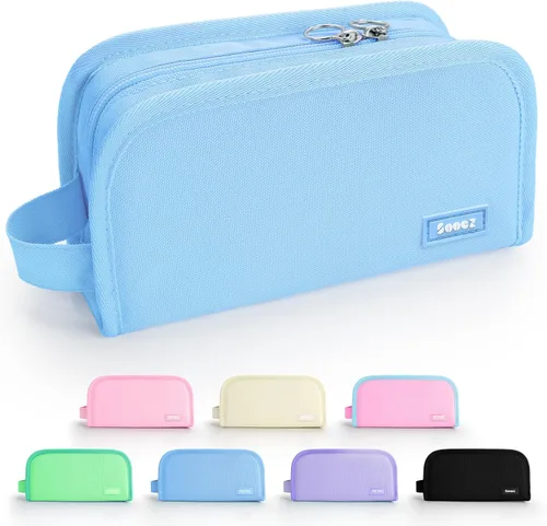 Miniatura 9 de Sooez - Estuche para lápices con apertura amplia, estuche organizador de gran capacidad para artículos de papelería, bolsa estética para lápices