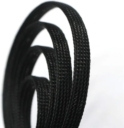Funda de cable de alambre expandible PET de 30 pies (1/2 pulgada, negro)