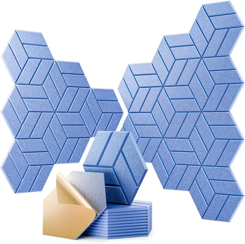 Miniatura 41 de 12 paneles acústicos autoadhesivos, paneles de espuma a prueba de sonido de 12 x 10 x 0.4 pulgadas para paredes, paneles de pared hexagonales Negro