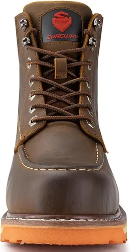 Miniatura 4 de SUREWAY Mens Heavy Duty Soft/Composite/Steel Toe Work Boots for Men-Comfortable,GoodyearWelt,Full Grain Leather,6 in Wedge Moc Toe Construction