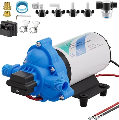 Miniatura 11 de Bomba de diafragma autocebante eléctrica de alta presión de 12V CC, equipada con interruptor de presión, 5.5GPM, 70Psi, para RV Marine Yacht Lawn