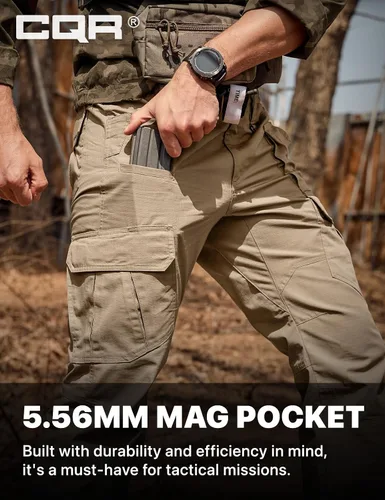 Miniatura 6 de CQR - Pantalones tácticos tipo cargo para hombre, tejido ripstop, resistentes al agua, ligeros, para uso diario, trabajo, senderismo o exteriores