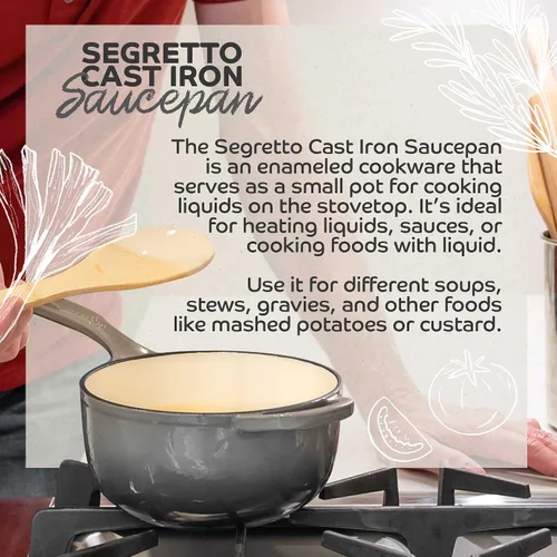 Miniatura 4 de Sartén pequeña con tapa, olla Bianco Perla de 2.13 cuartos de galón (blanquecino), olla pequeña con mango auxiliar Stay Cool y tapa de ajuste