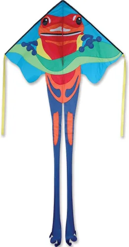 Cometa grande Easy Flyer - Rana de dardo venenoso (46 x 90 pulgadas) con cuerda de cometa de prueba de 300 pies y 30 libras y enrollador