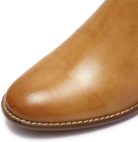 Miniatura 3 de Mona flying Botines de cuero para mujer, botas de tobillo con cremallera lateral, tacón bajo, botas cortas para mujer