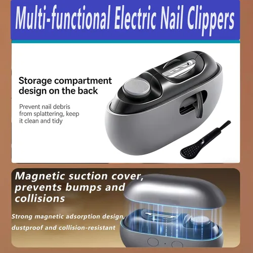 Miniatura 5 de Cortaúñas eléctrico, 3 en 1 automático, juego de manicura y pedicura recargable, adecuado para personas mayores, hombres y niños, diseño