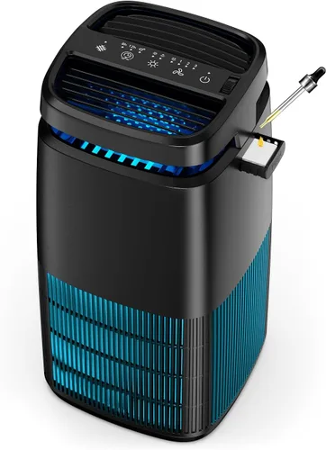 Purificadores de aire POMORON Purificador de aire con filtro H13 Hepa, partículas de 0,3 micras como limpiador de aire de caspa de humo con esponja