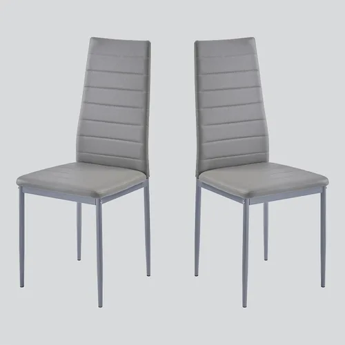 Miniatura 8 de Juego de sillas de comedor para cocina, sillas modernas de metal con asiento acolchado de piel sintética, respaldo alto y sillas de patas cromadas