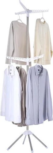 Miniatura 19 de CASAMAYA CDR001B01 - Tendedero plegable de 59 pulgadas para interiores con riel giratorio para ropa para 27 piezas de ropa, ahorro de espacio, acero