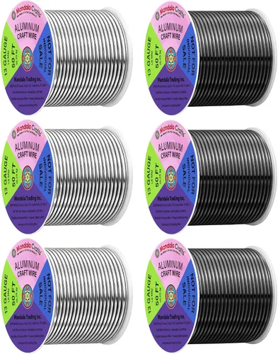 Miniatura 18 de Mandala Crafts - Alambre de aluminio anodizado de 8 calibre para hacer joyas - 9.75 m de alambre flexible negro colorido - Flexible para bonsái