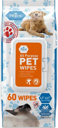 MED PRIDE Toallitas hipoalergénicas de animales para gatos que bañan y limpian la piel, extrasuaves, sin alcohol ni parabenos, enriquecidas con aloe