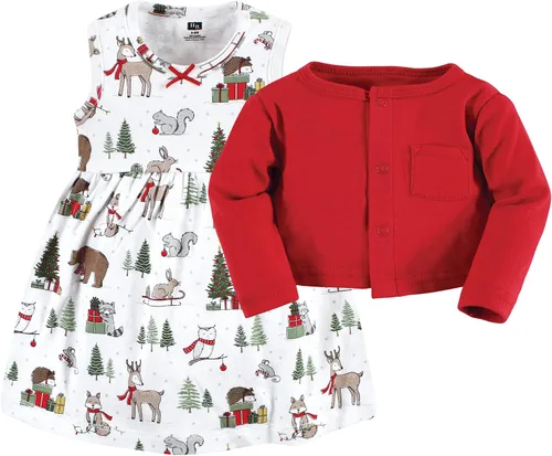 Miniatura 3 de Hudson Baby - Conjunto de vestido y cárdigan de algodón para niña