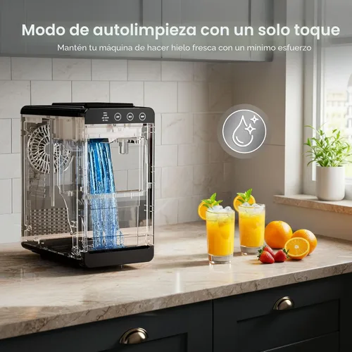 Miniatura 5 de Kismile Máquina portátil para hacer hielo de encimera, 26 libras de hielo en 24 horas, máquina de hielo autolimpiante con tamaño de hielo