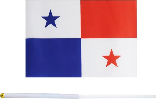 Paquete de 25 banderas nacionales pequeñas de mano de panamá panameño, con parte superior redonda, suministros de decoración de fiesta para