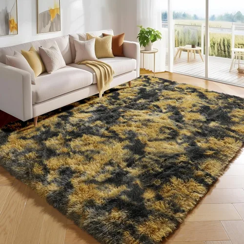 Miniatura 52 de PAGISOFE Alfombras esponjosas de dormitorio de 4 x 6 pies, color negro, alfombra moderna para sala de estar, alfombra lanuda para interiores