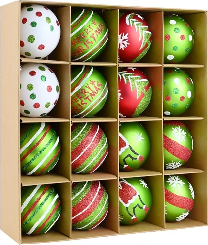 Miniatura 10 de 16 piezas de esferas decorativas de Navidad - Decoraciones para árbol de Navidad de 2.36 pulgadas en negro y dorado, bolas colgantes inastillables