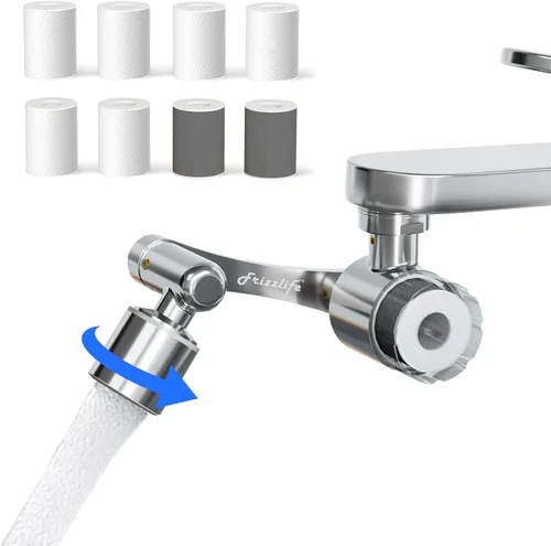 Miniatura 7 de Frizzlife Filtro de agua para extensor de grifo de fregadero, aireador giratorio de 1440° que reduce el 99% de cloro, 3 modos de latón en aerosol