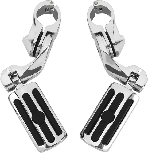Miniatura 20 de TCT-MOTORPARTS Estriberas negras de 1/4 de pulgada y 1.25 pulgadas, estriberas ajustables para motocicleta en ángulo largo para Harley Touring Road
