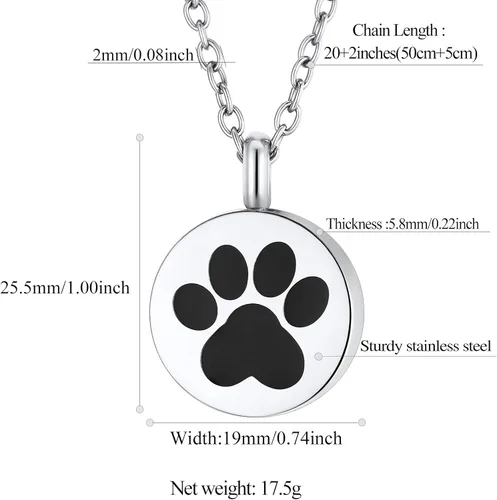 Miniatura 90 de FindChic Collares personalizados con urna para cenizas, barra vertical, gato, luna, reloj de arena, garra de perro, acero inoxidable, chapado en oro