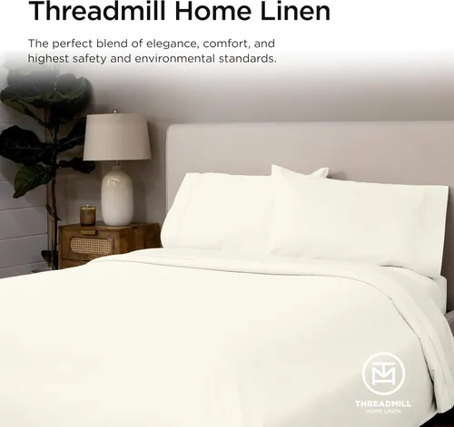 Miniatura 66 de Threadmill Sábanas de Lujo de Algodón Supima, Sábanas de 100% Algodón Suave de 1200 Hilos de Lujo para Cama de Tamaño Completo, Juego de 4 Sábanas